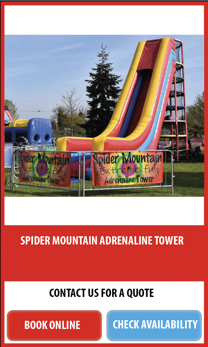fair ground ride hire, spider mountain Spider mountain adrenaline tower hire